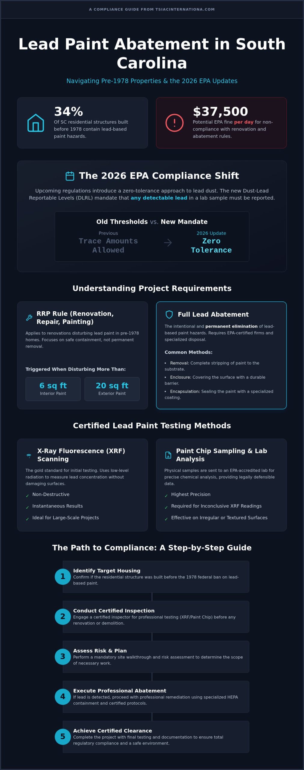 Lead Paint Testing in South Carolina: 2026 Regulatory & Safety Guide